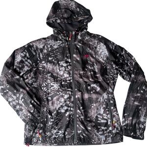 New Balance Windbreaker Gray Camo Full Zip Jacket Hooded Zipper Pockets S: L